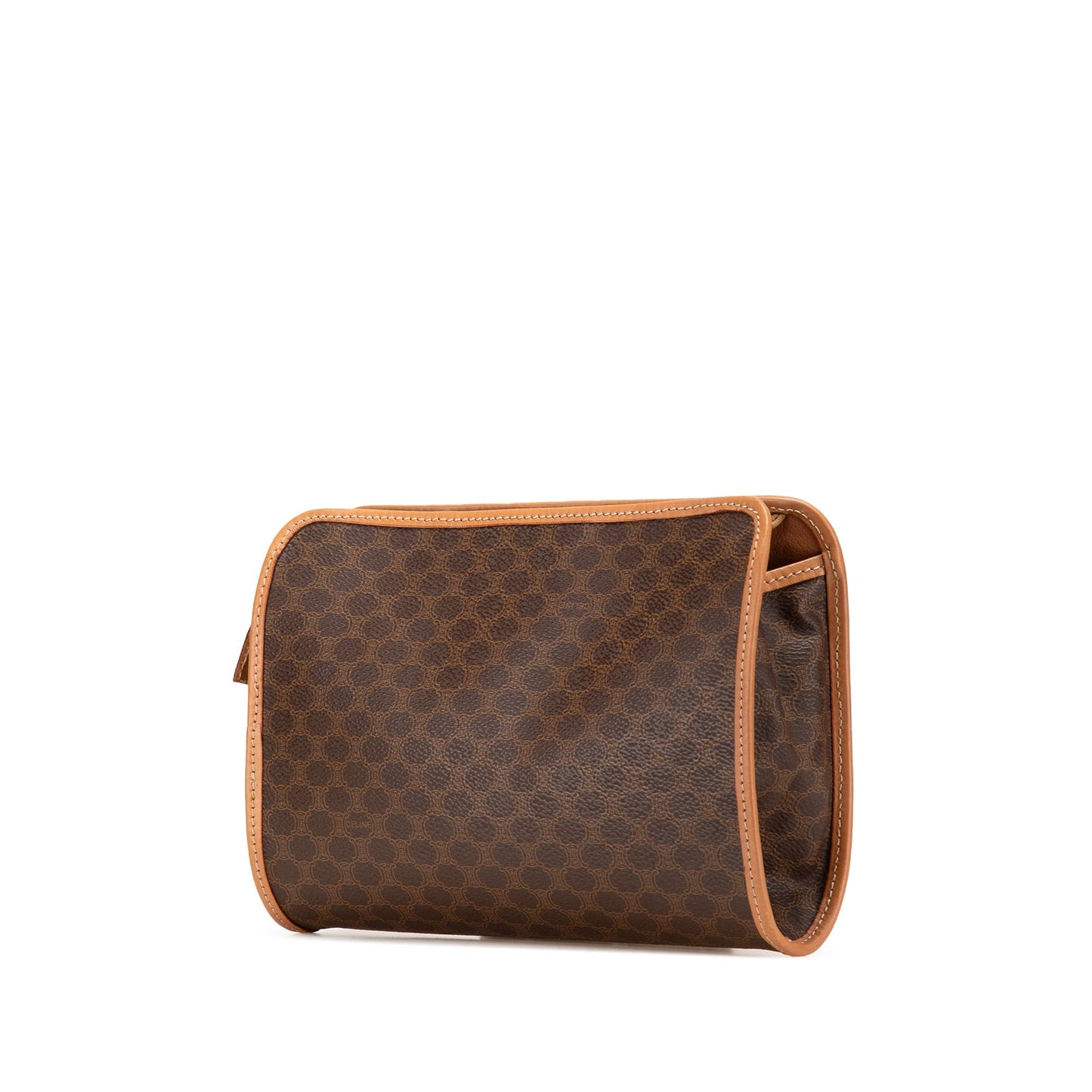 Celine Macadam Coated Canvas Clutch Brown