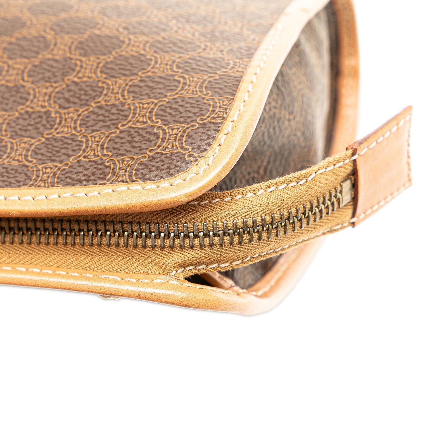 Celine Macadam Coated Canvas Clutch Brown