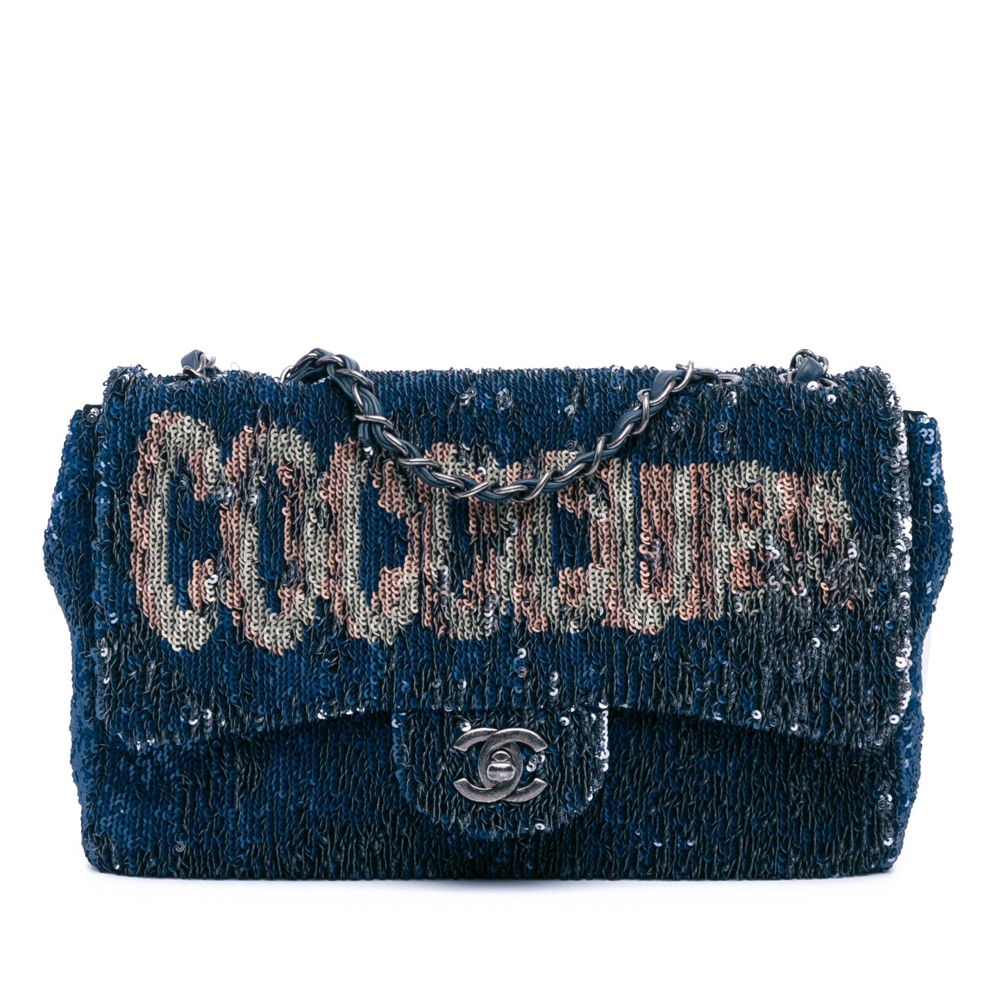 Chanel Paris Cuba Medium Sequin Coco Cuba Single Flap Blue
