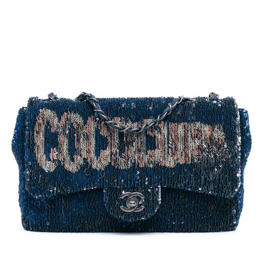 Chanel Paris Cuba Medium Sequin Coco Cuba Single Flap Blue