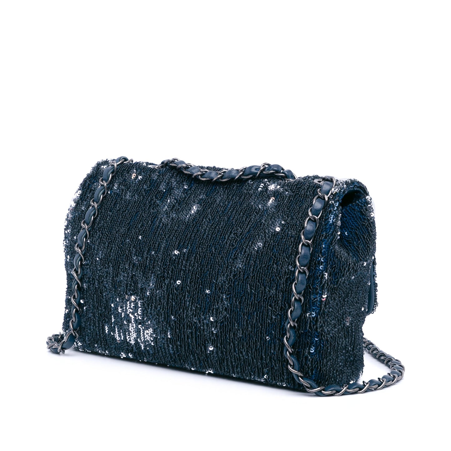 Chanel Paris Cuba Medium Sequin Coco Cuba Single Flap Blue