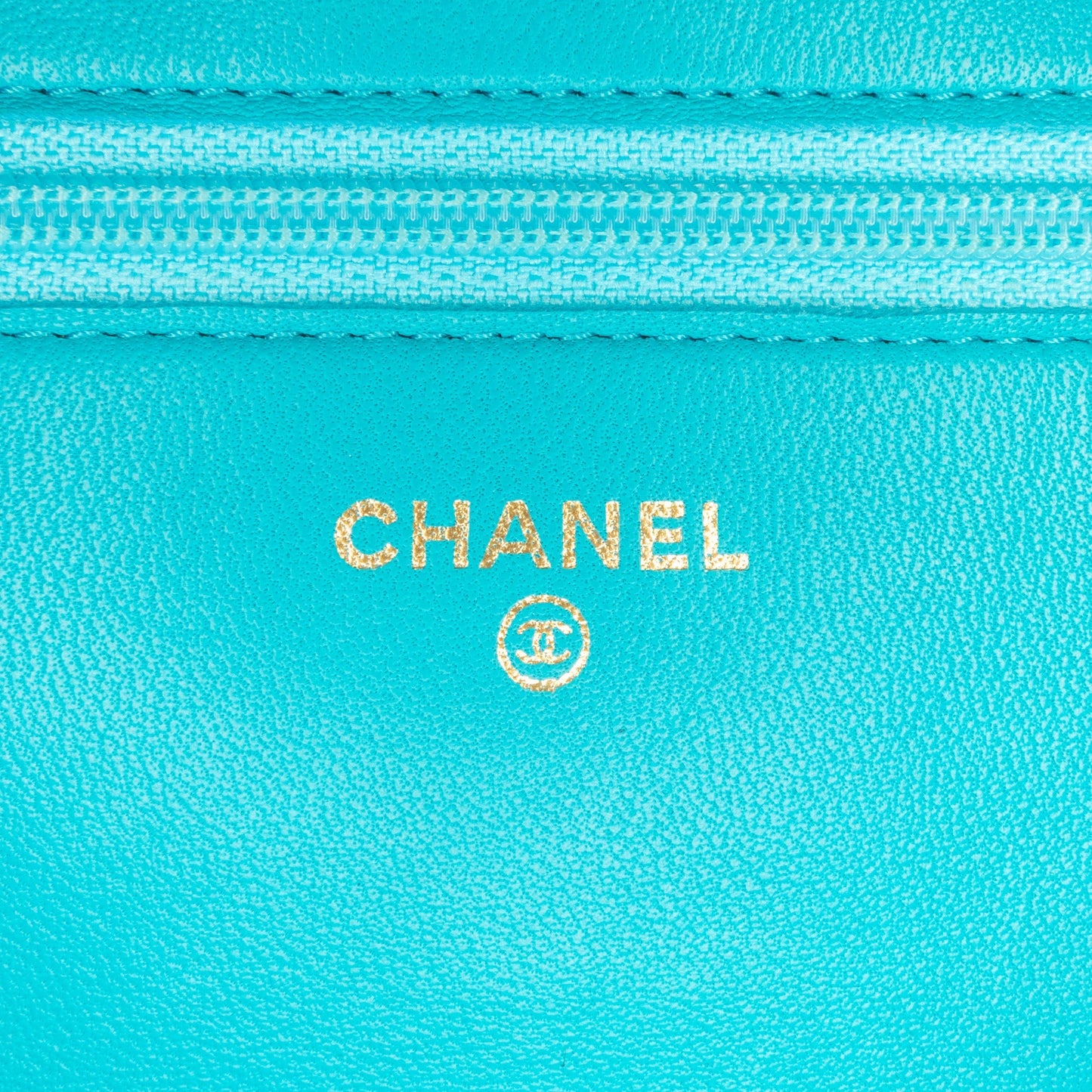 Chanel Lambskin Camellia Embossed Wallet On Chain Blue