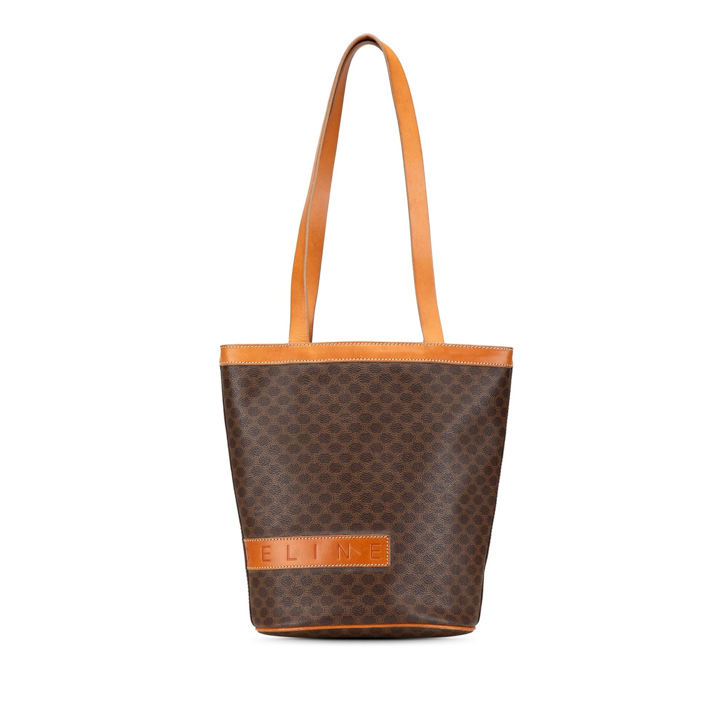 Celine Macadam Coated Canvas Shoulder Bag Brown