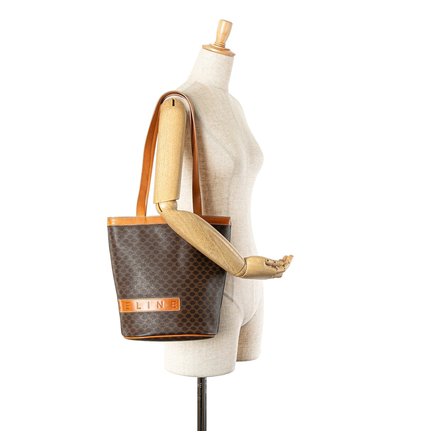 Celine Macadam Coated Canvas Shoulder Bag Brown