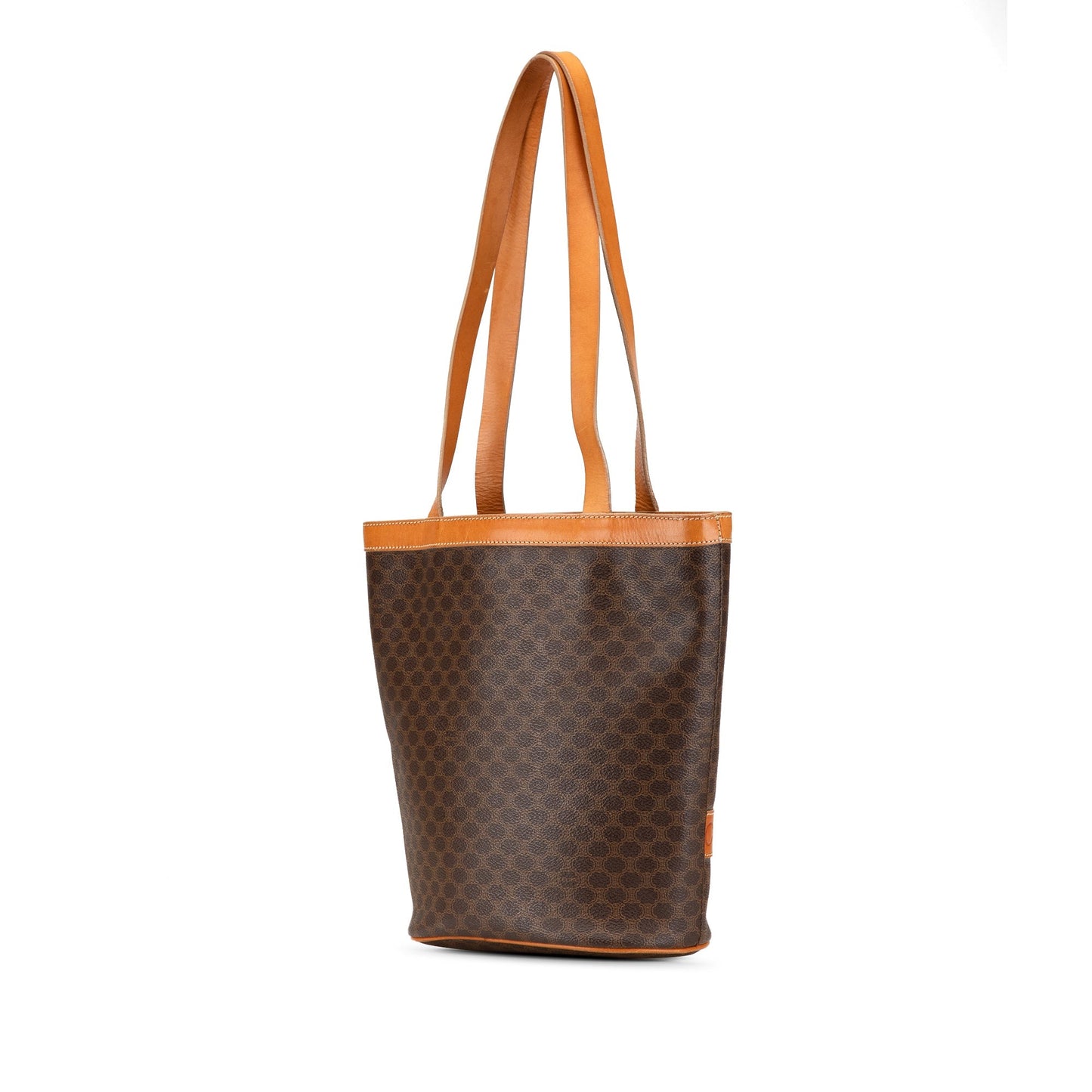 Celine Macadam Coated Canvas Shoulder Bag Brown