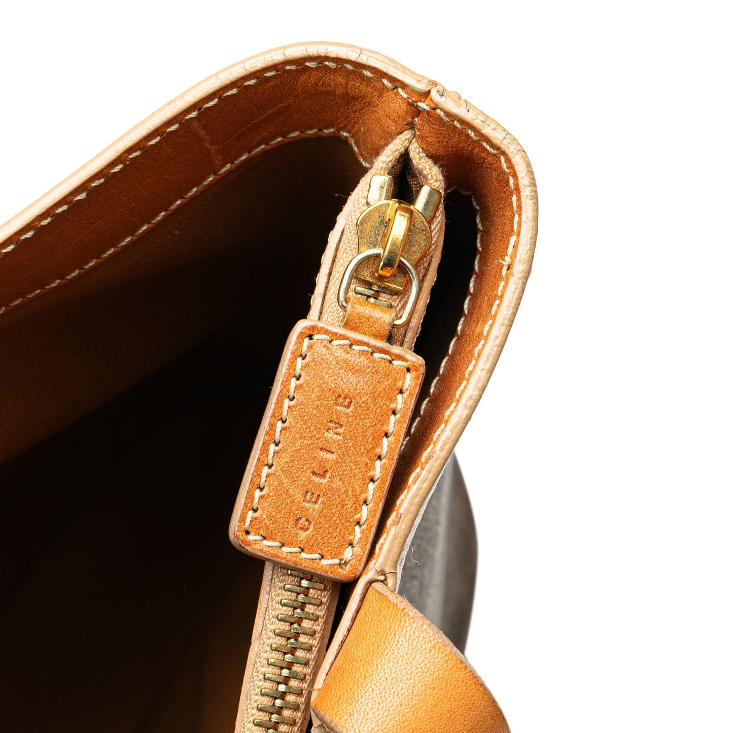 Celine Macadam Coated Canvas Shoulder Bag Brown