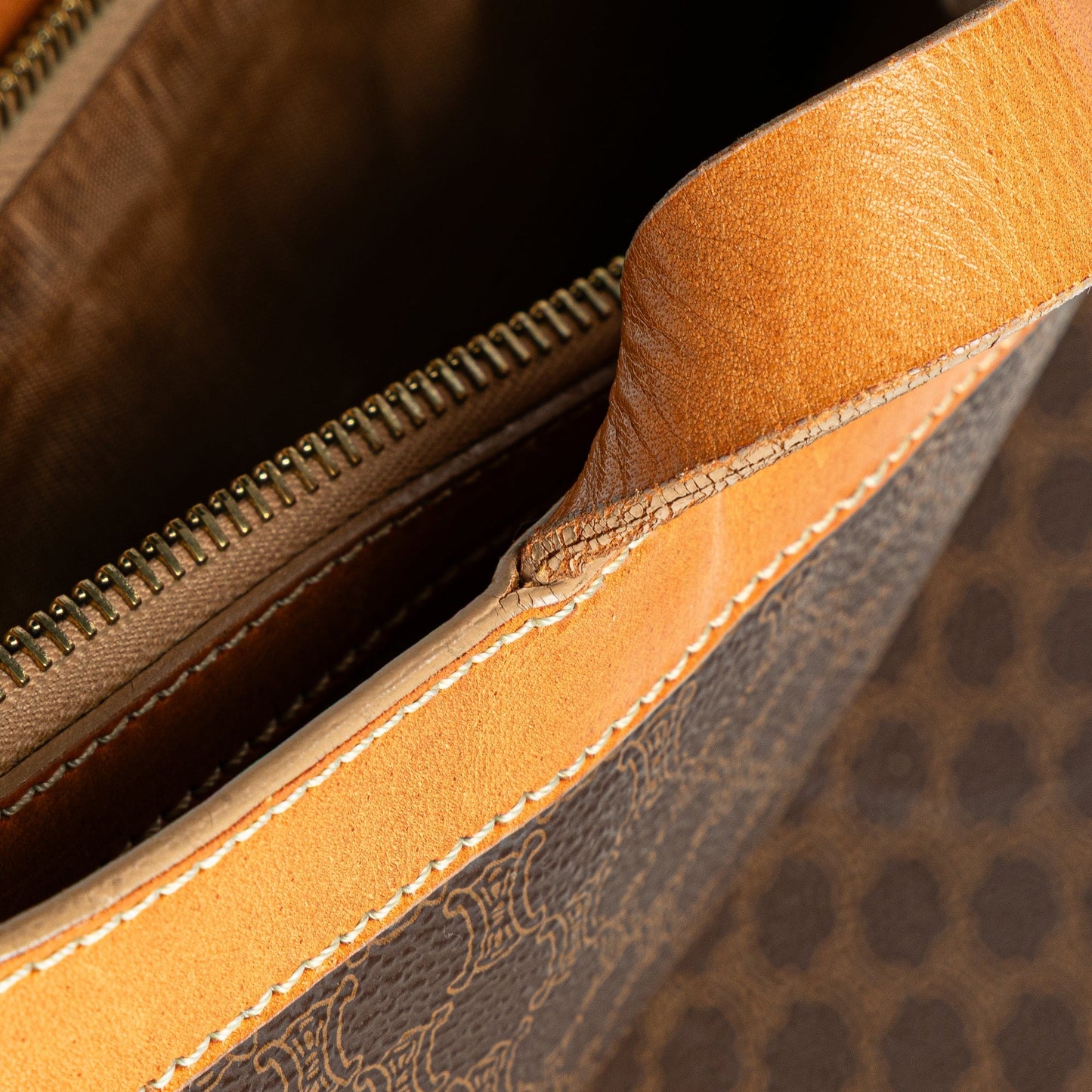 Celine Macadam Coated Canvas Shoulder Bag Brown