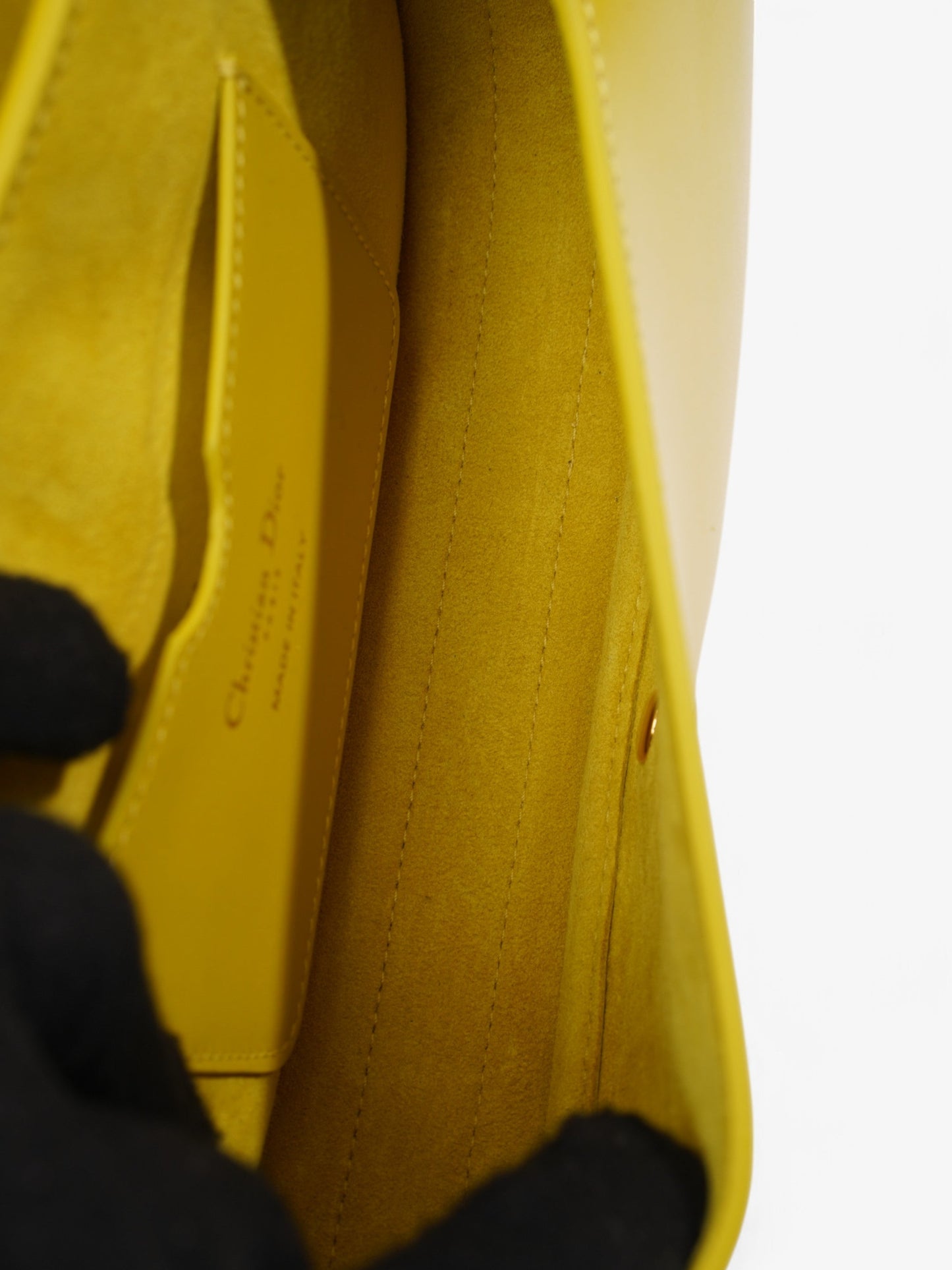 Christian Dior East West Handbag Yellow Leather