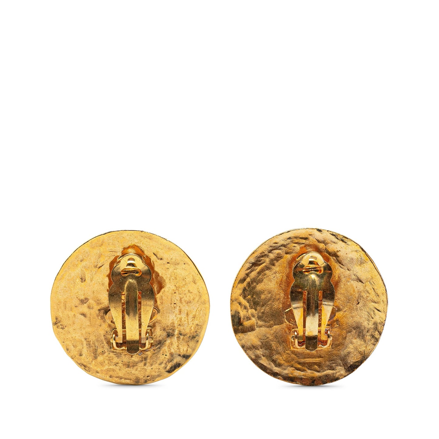 Chanel Gold Plated CC Round Clip On Earrings Gold