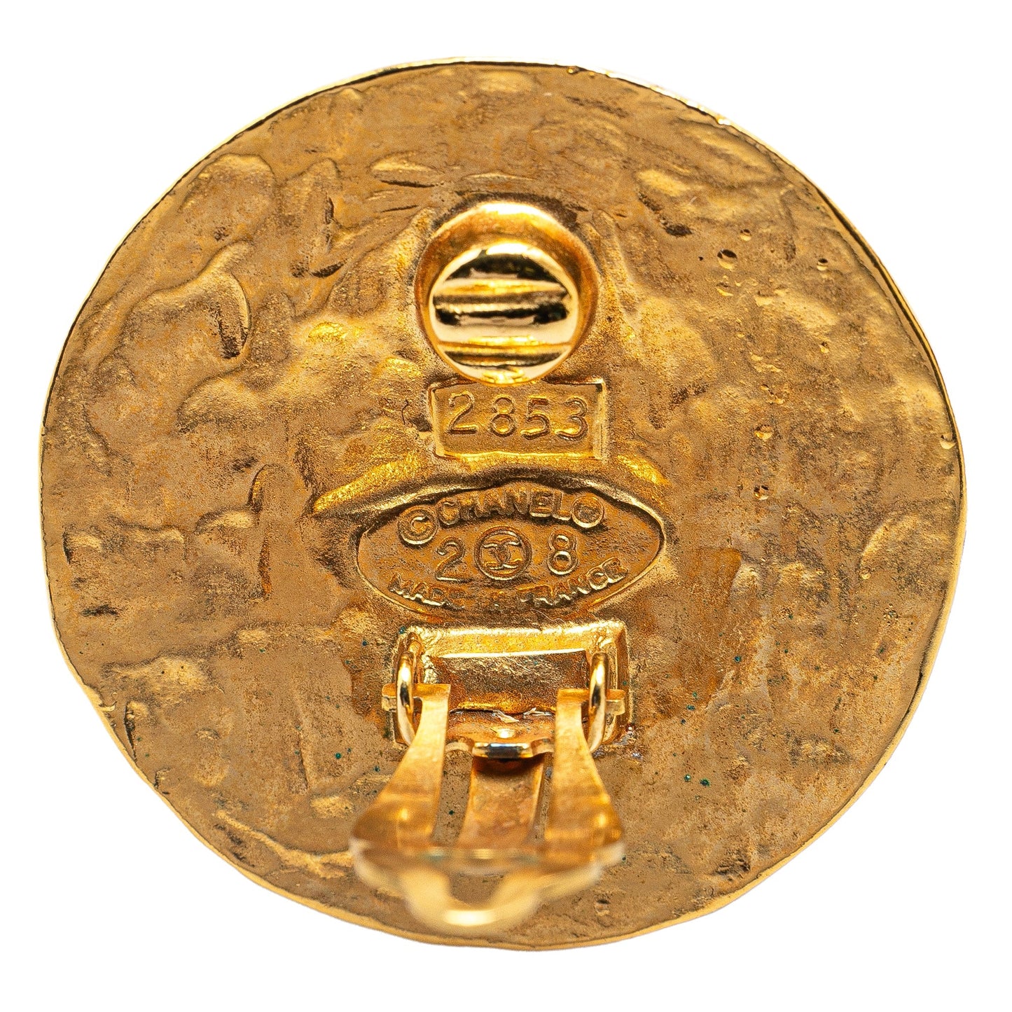 Chanel Gold Plated CC Round Clip On Earrings Gold