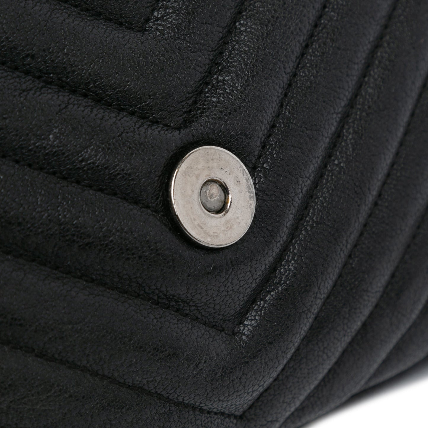 Saint Laurent Medium Monogram Chevron Sheepskin College Bag Black