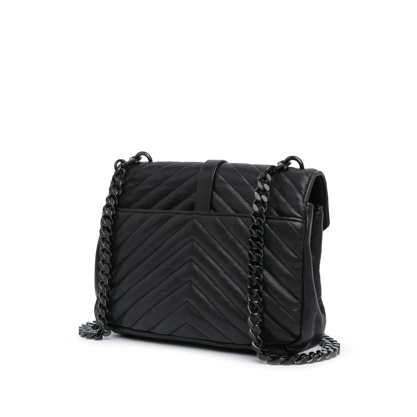 Saint Laurent Medium Monogram Chevron Sheepskin College Bag Black