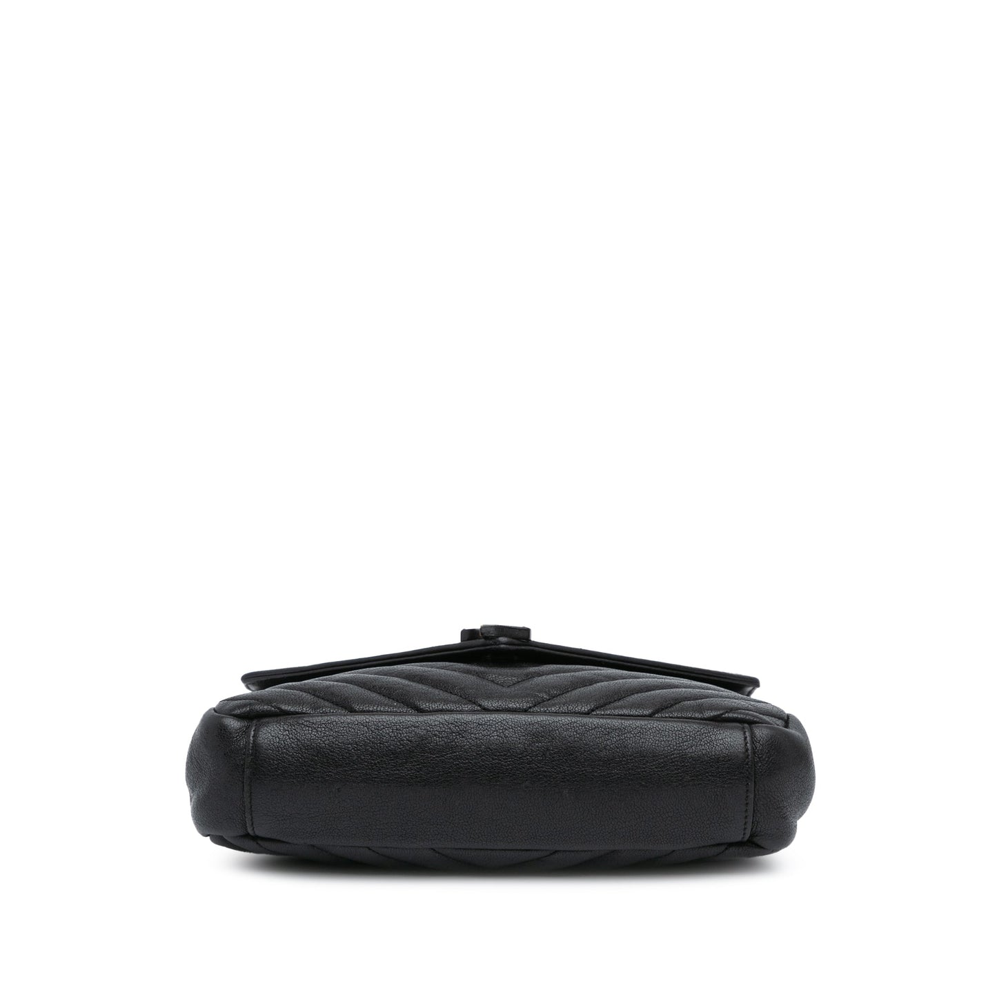 Saint Laurent Medium Monogram Chevron Sheepskin College Bag Black