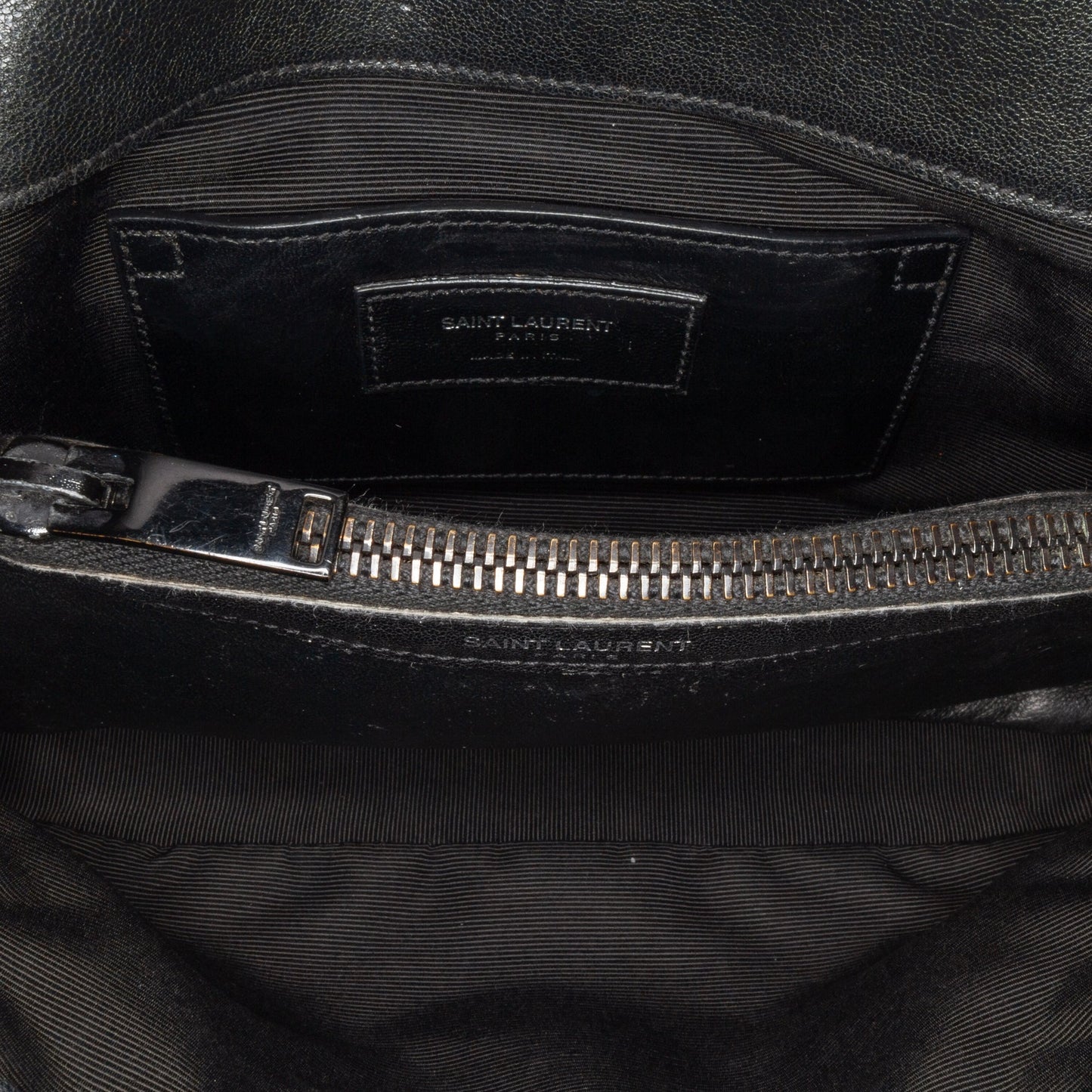 Saint Laurent Medium Monogram Chevron Sheepskin College Bag Black