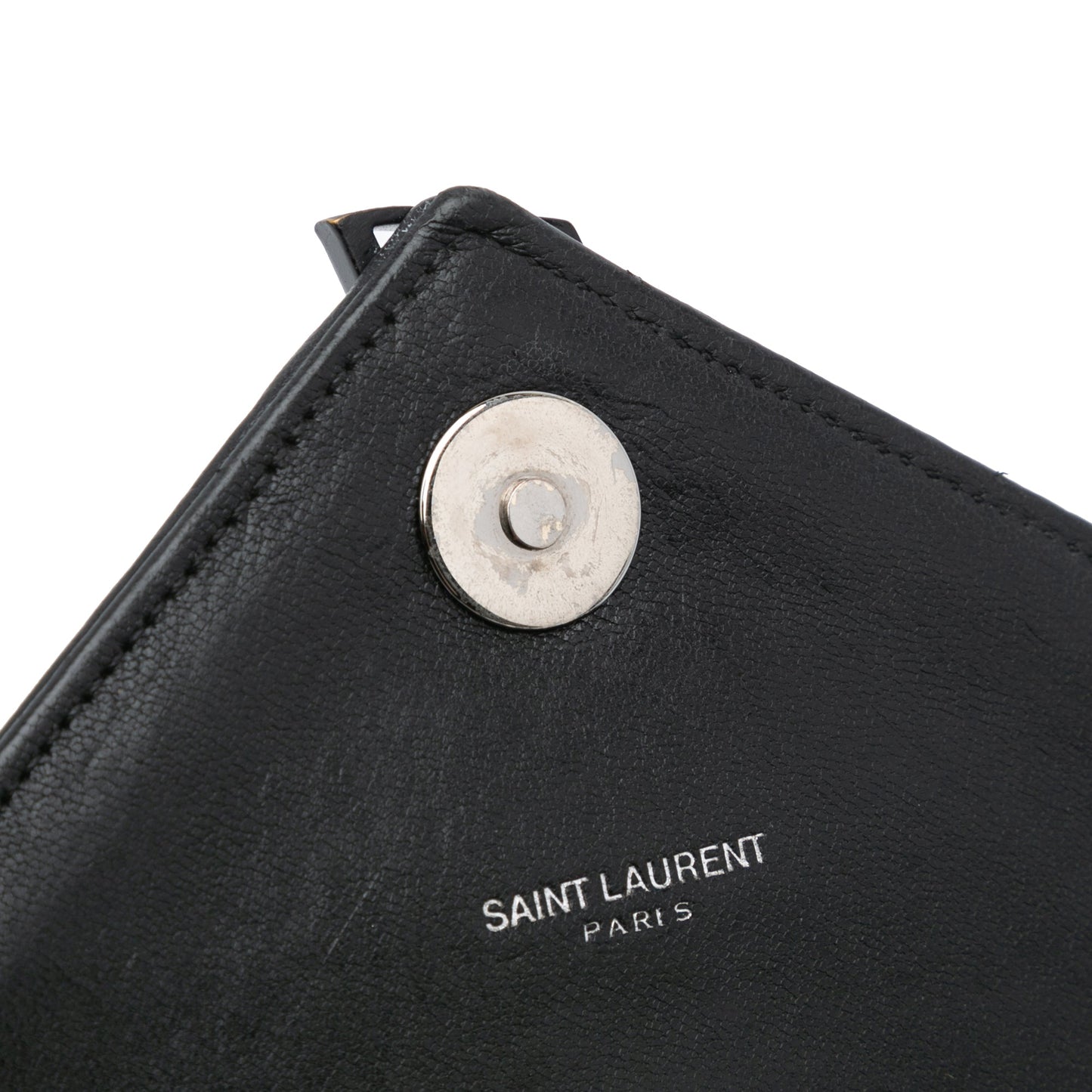 Saint Laurent Medium Monogram Chevron Sheepskin College Bag Black