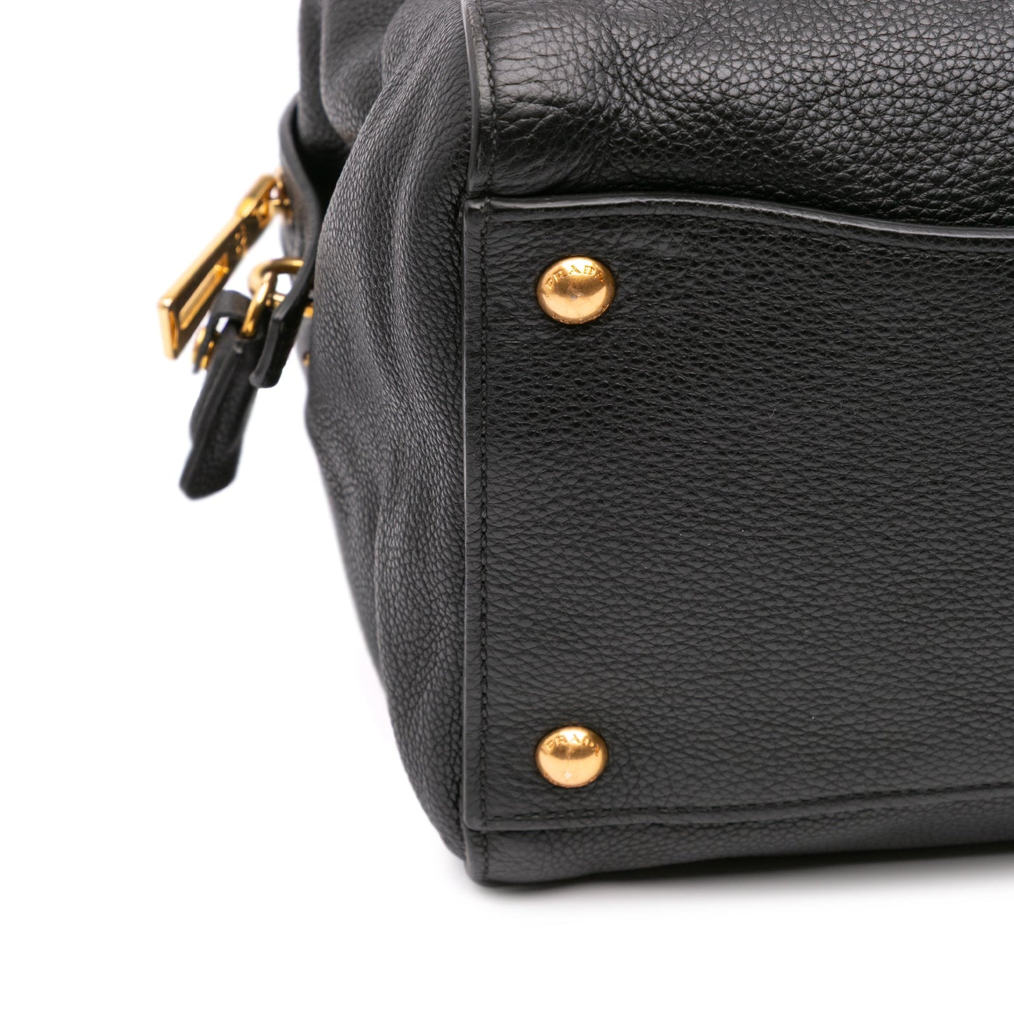 Prada Vitello Daino Zip Top Satchel Black
