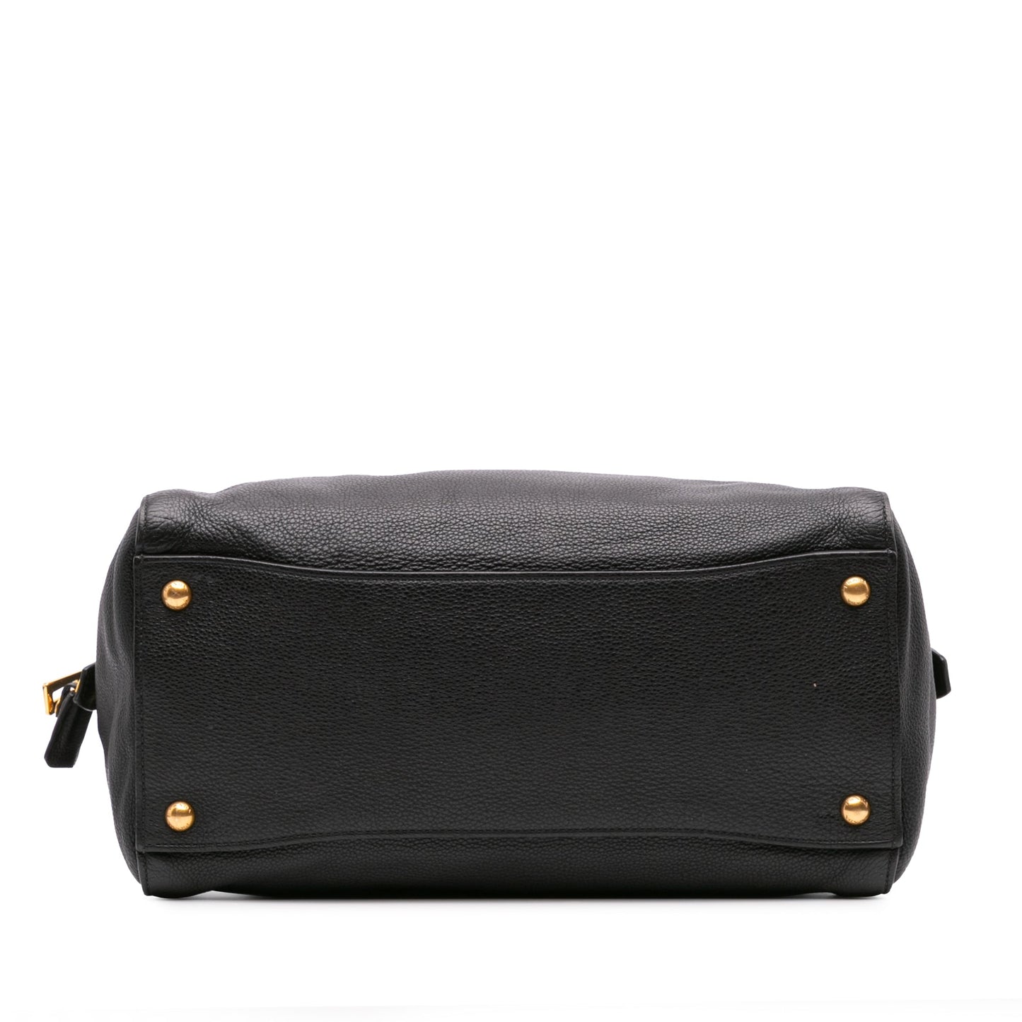 Prada Vitello Daino Zip Top Satchel Black