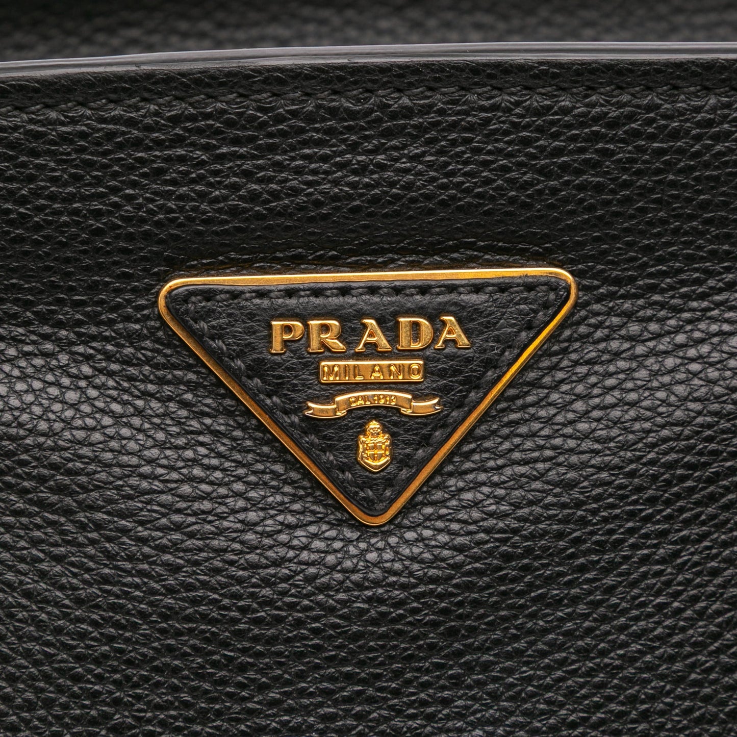 Prada Vitello Daino Zip Top Satchel Black