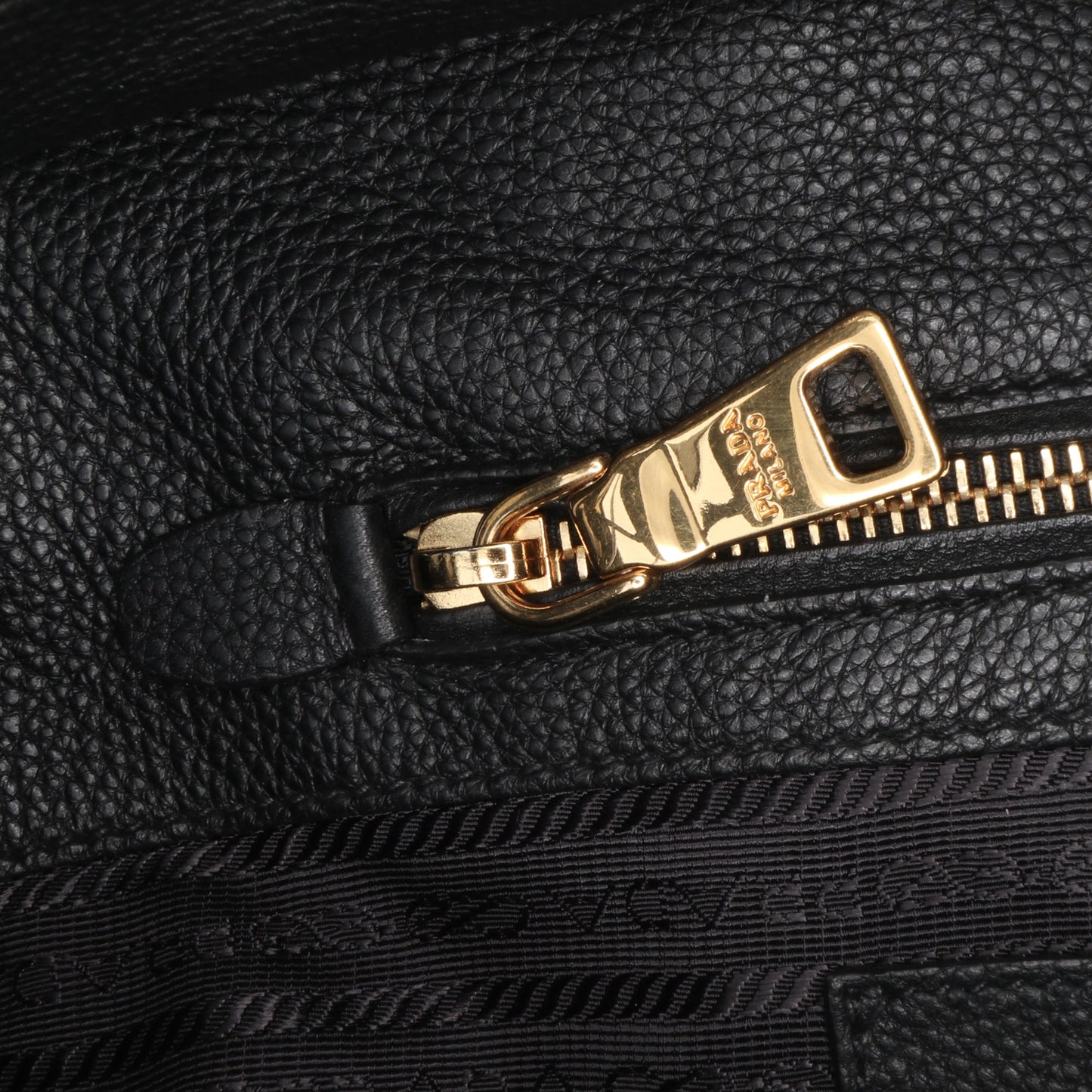Prada Vitello Daino Zip Top Satchel Black
