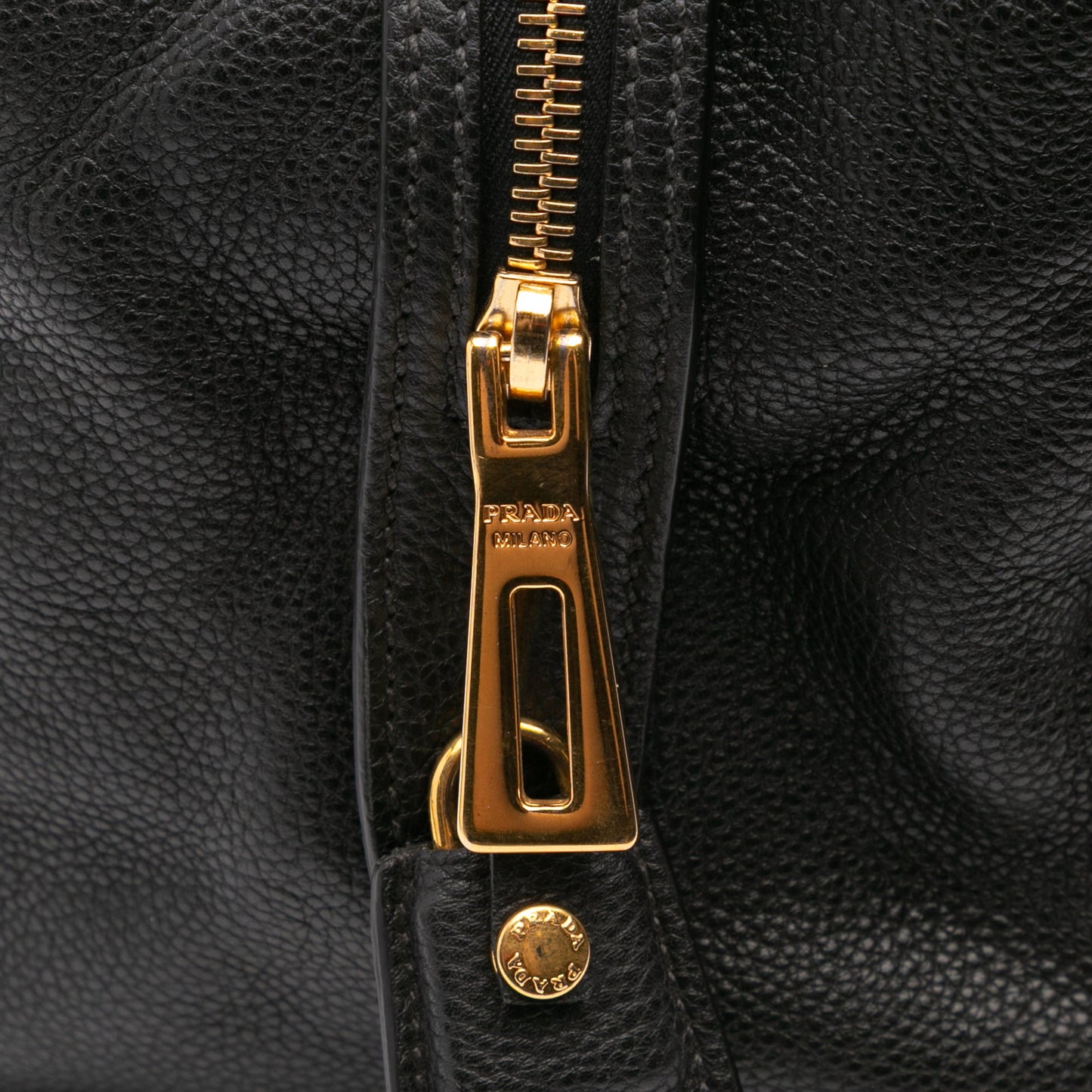Prada Vitello Daino Zip Top Satchel Black