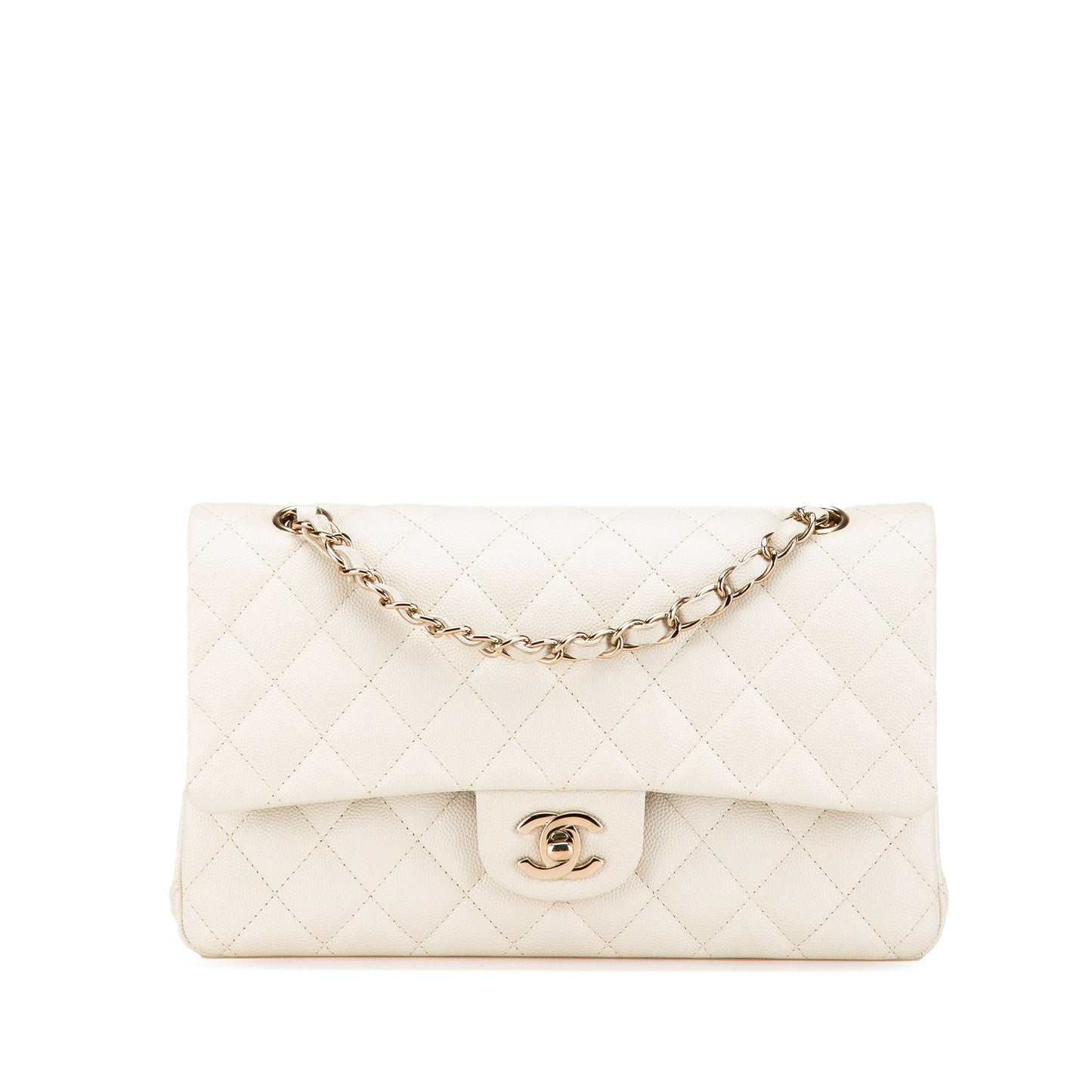 Chanel Medium Classic Caviar Double Flap White