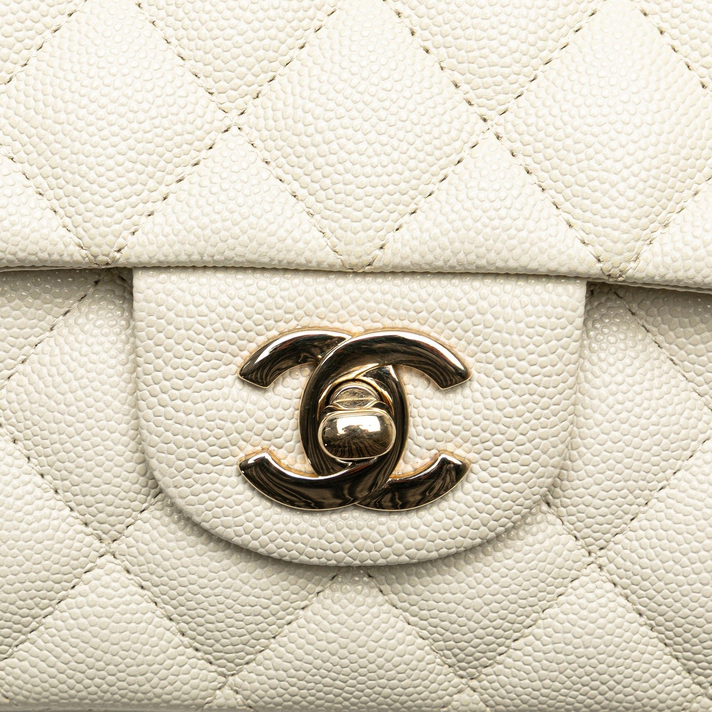 Chanel Medium Classic Caviar Double Flap White