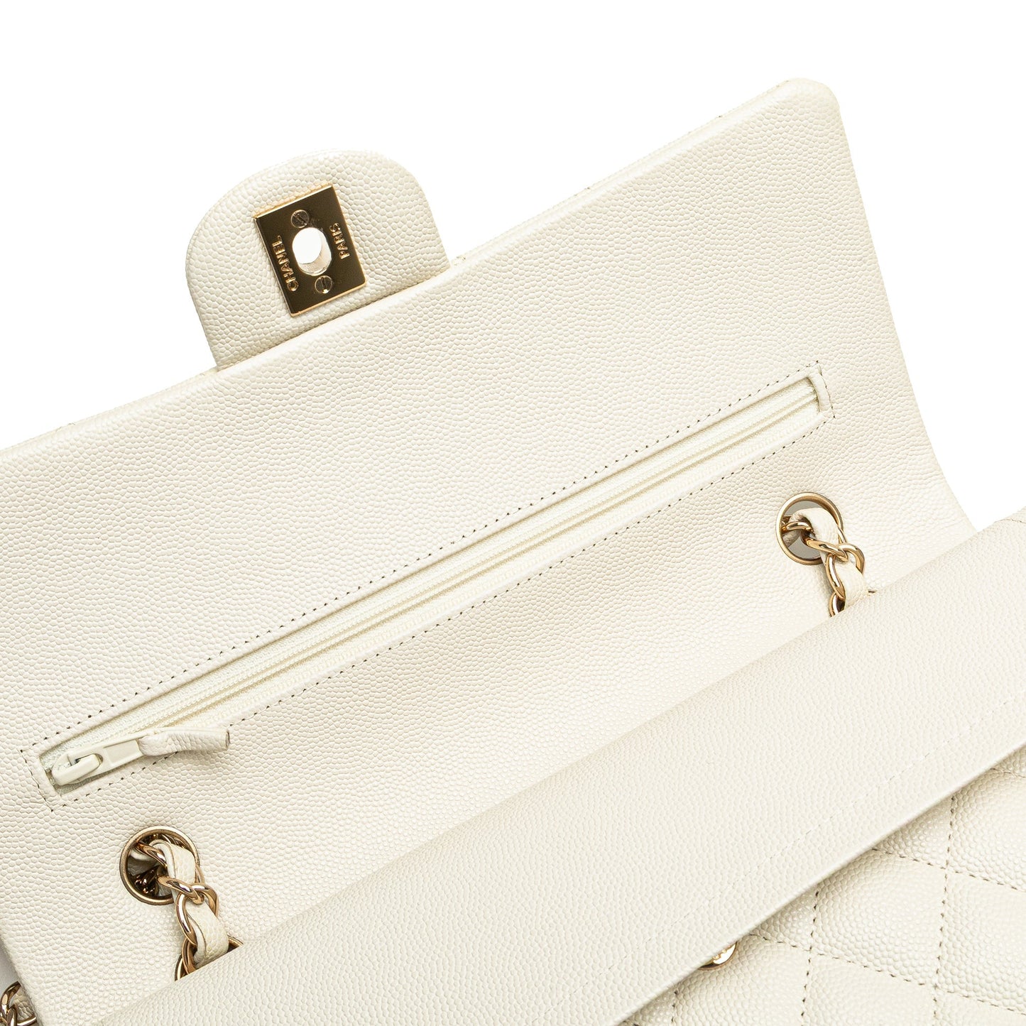 Chanel Medium Classic Caviar Double Flap White