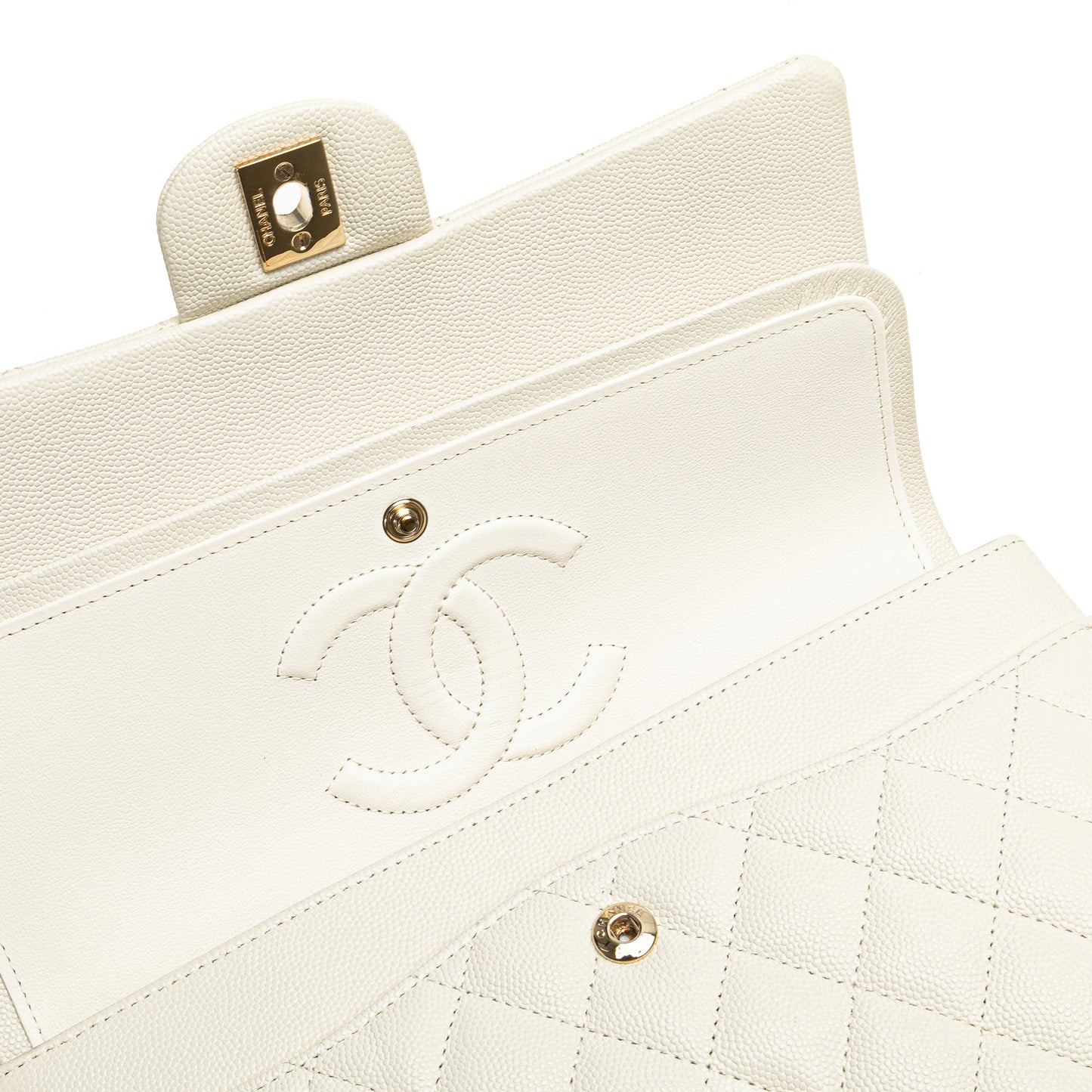 Chanel Medium Classic Caviar Double Flap White