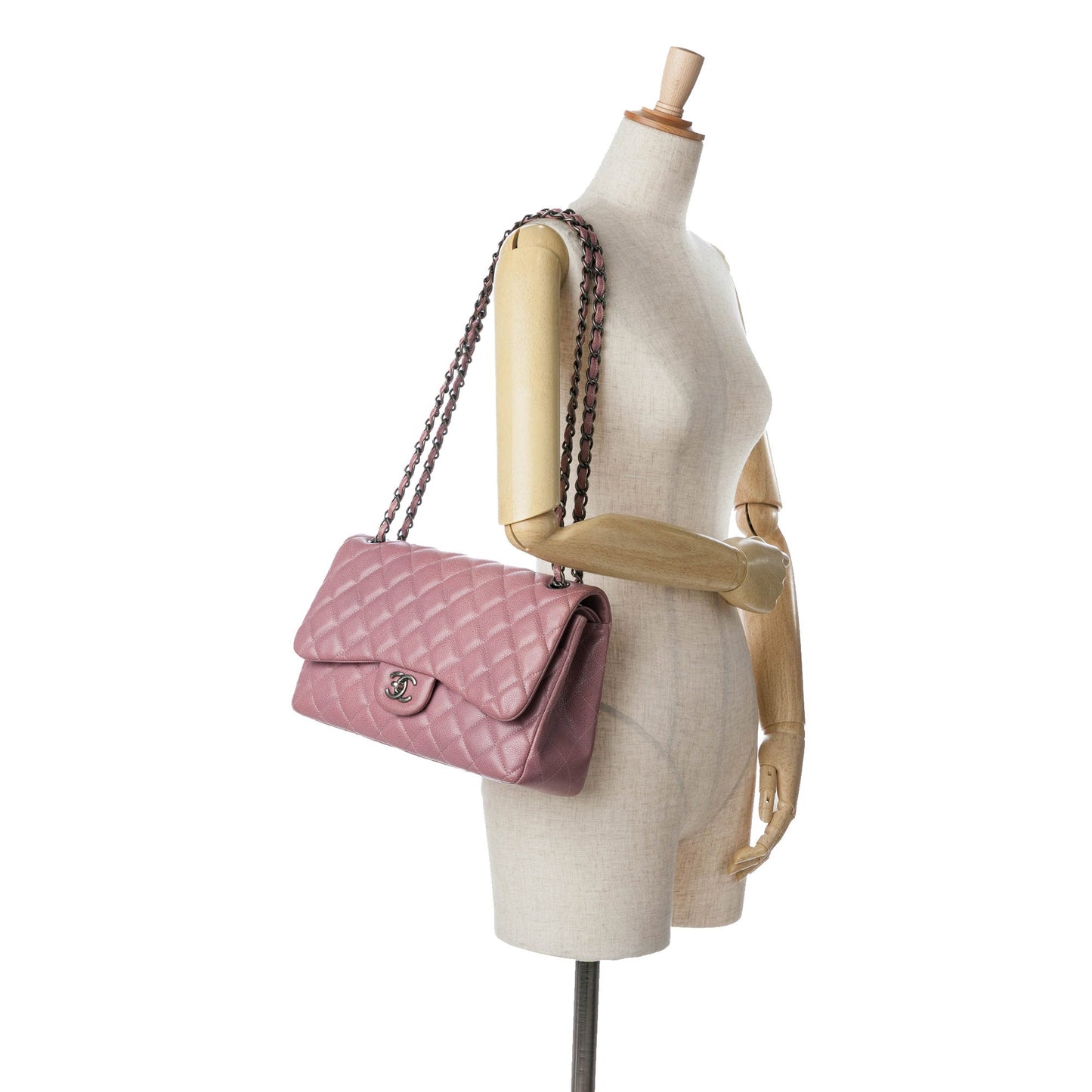 Chanel Jumbo Classic Caviar Double Flap Pink