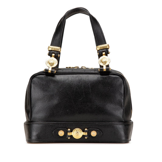 Versace Leather Sunburst Handbag Black