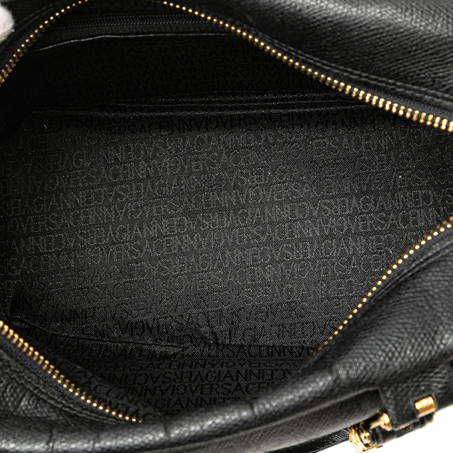 Versace Leather Sunburst Handbag Black