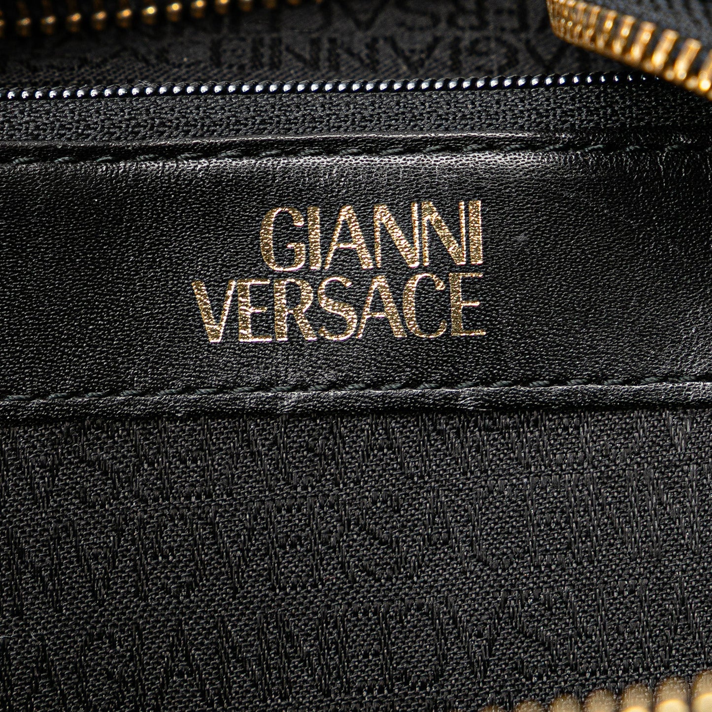 Versace Leather Sunburst Handbag Black