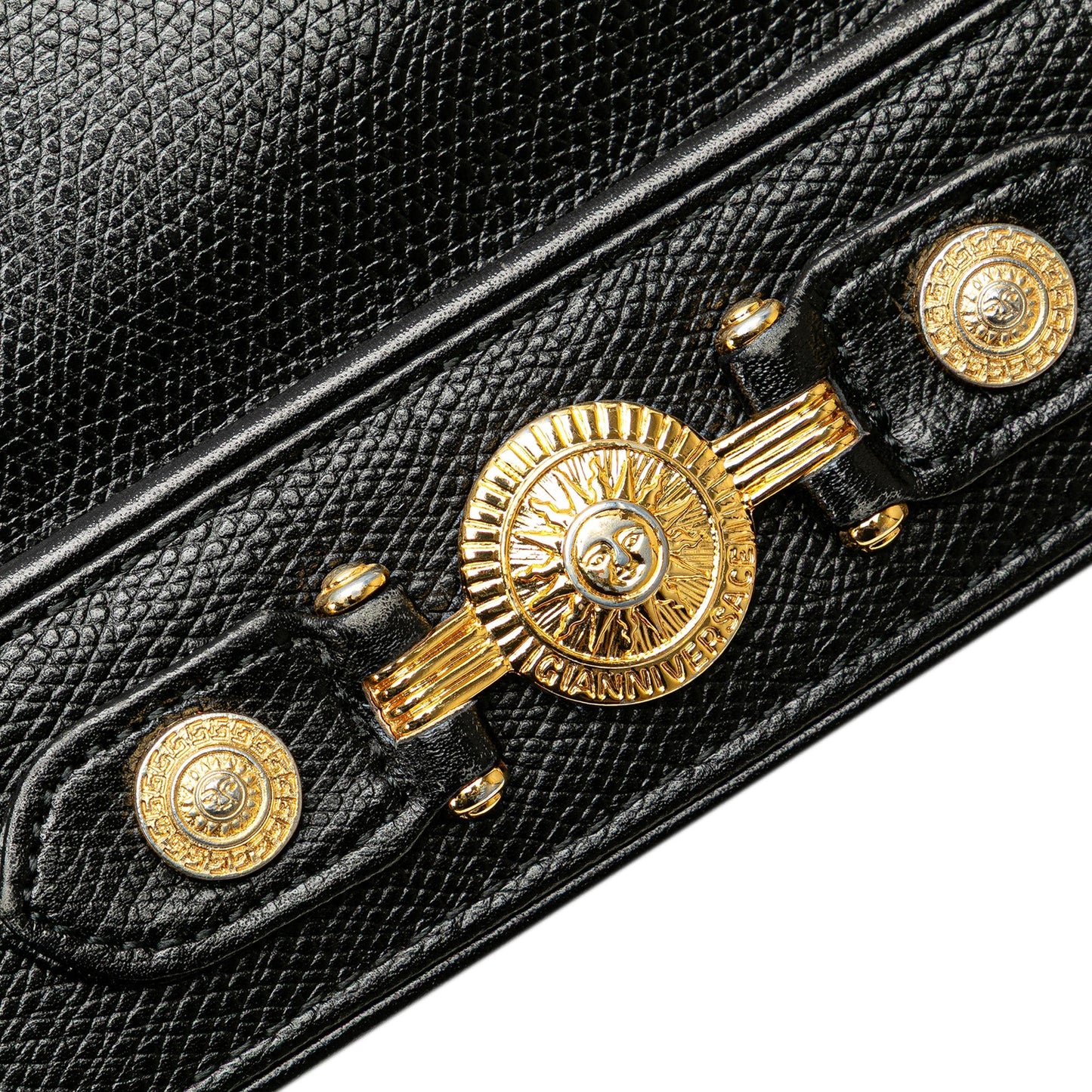 Versace Leather Sunburst Handbag Black