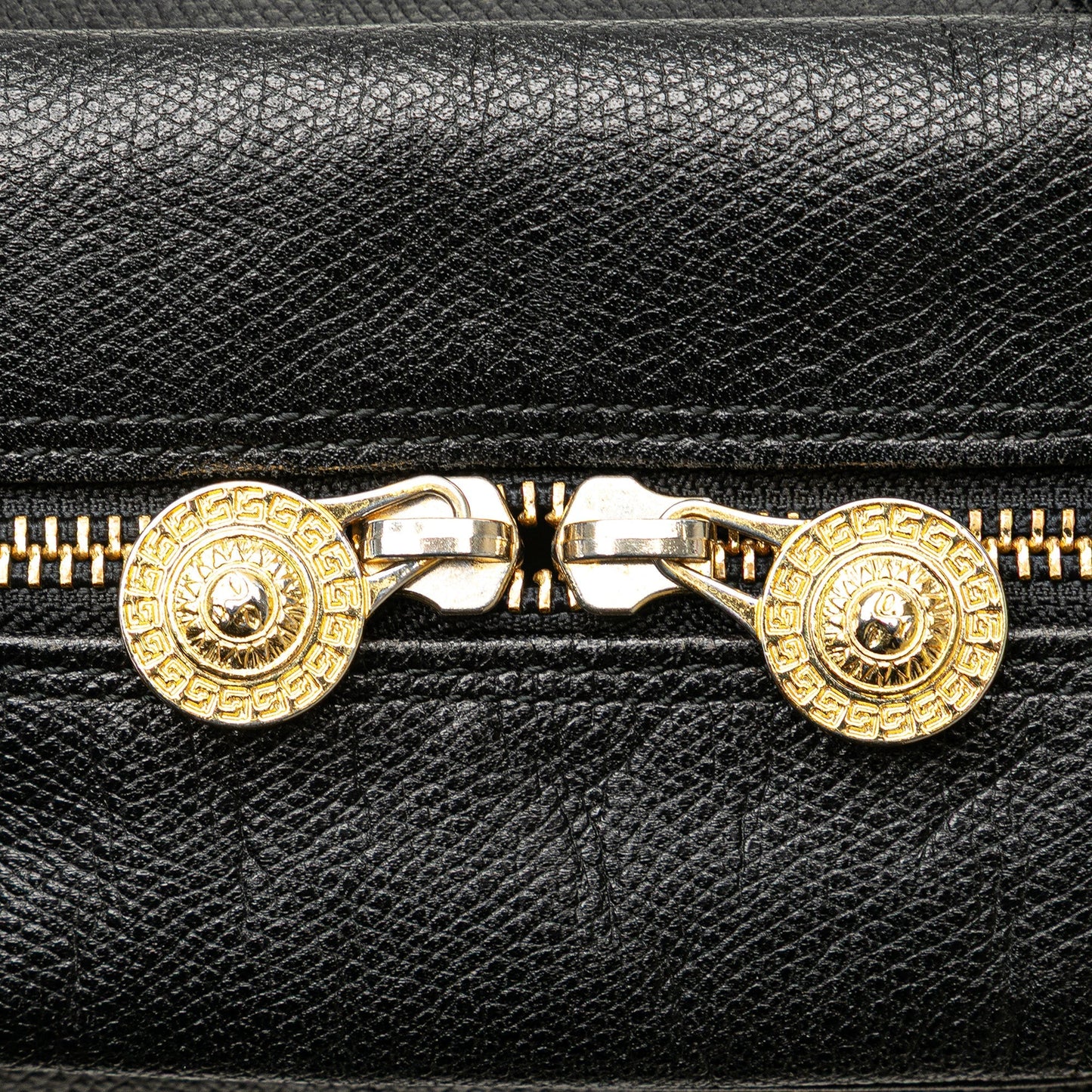 Versace Leather Sunburst Handbag Black