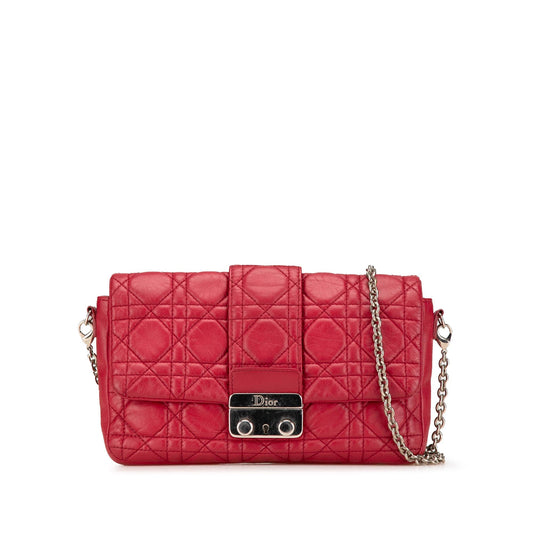 Dior Lambskin Cannage Miss Dior Promenade Crossbody Red