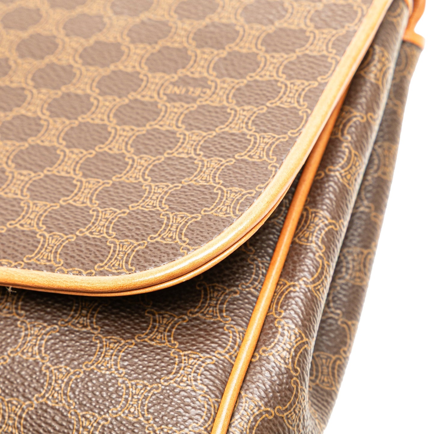 Celine Macadam Coated Canvas Clutch Brown