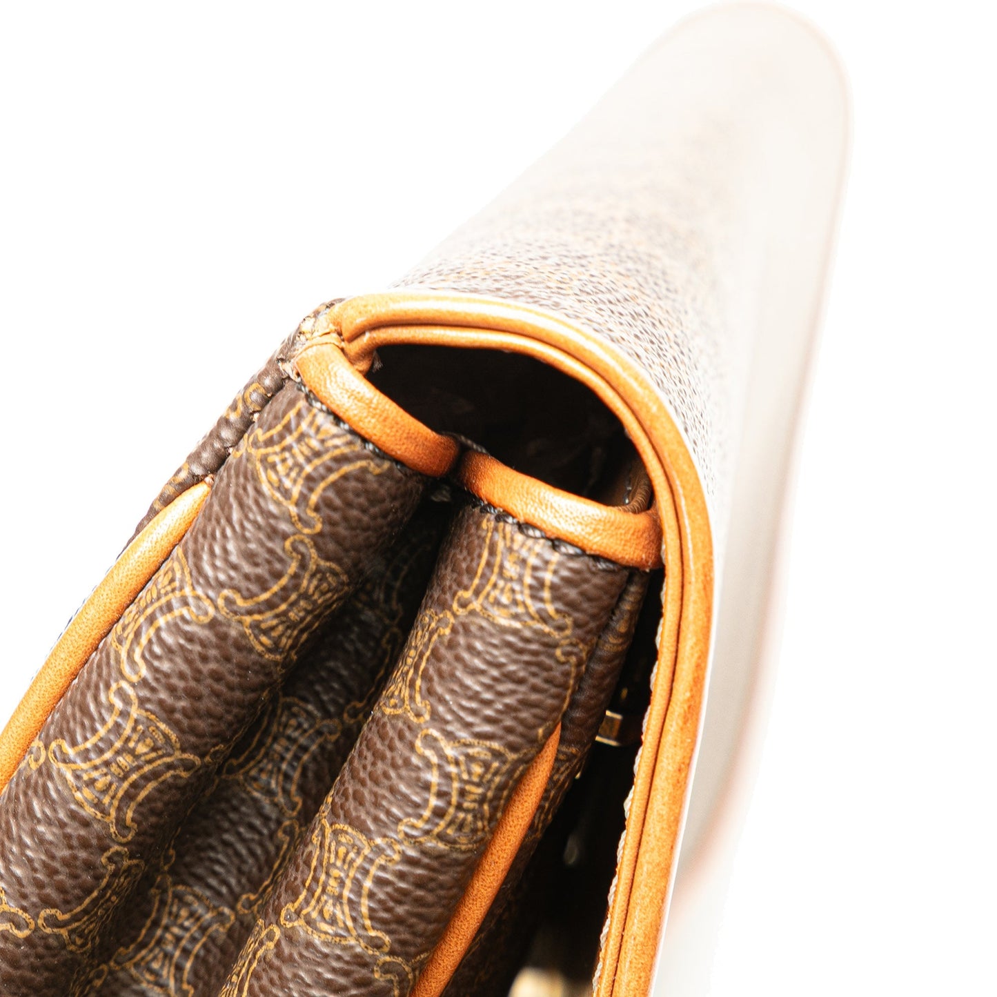 Celine Macadam Coated Canvas Clutch Brown