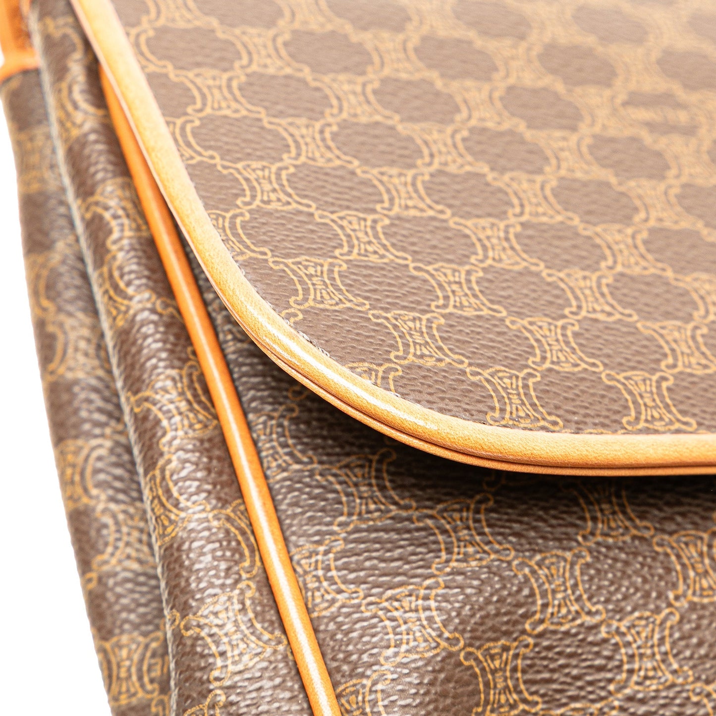 Celine Macadam Coated Canvas Clutch Brown