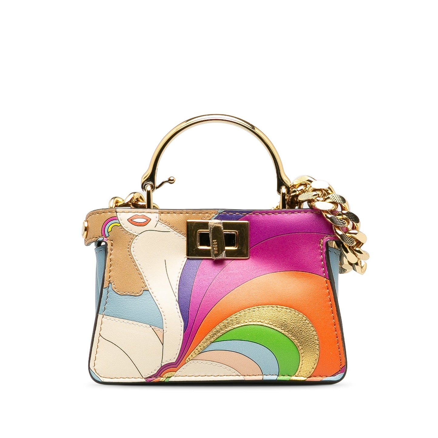Fendi Nano Rainbow Inlay Peekaboo Satchel Blue