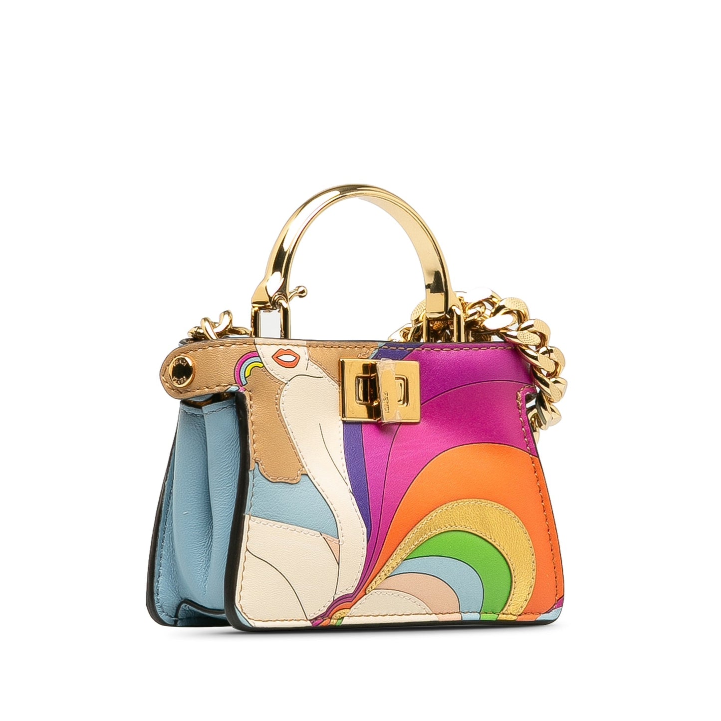 Fendi Nano Rainbow Inlay Peekaboo Satchel Blue