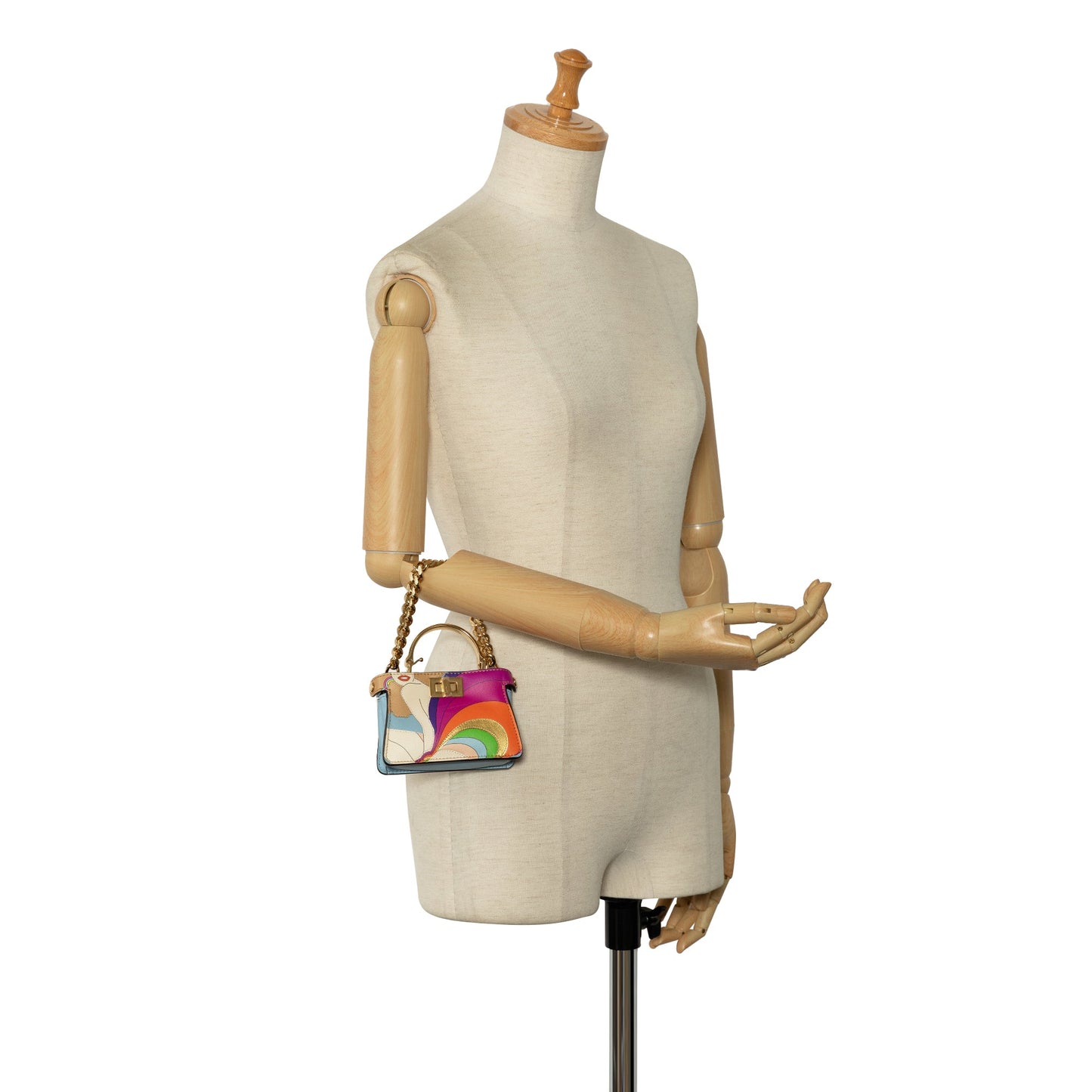 Fendi Nano Rainbow Inlay Peekaboo Satchel Blue
