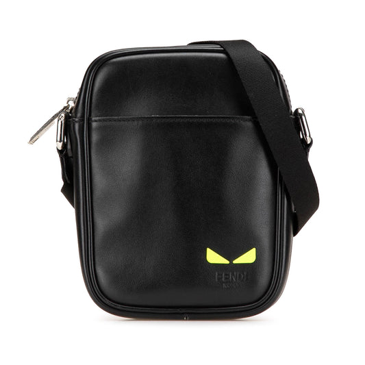 Fendi Small Leather Monster Bug Crossbody Black