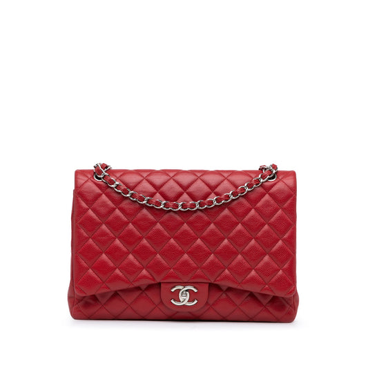 Chanel Maxi Classic Caviar Double Flap Red