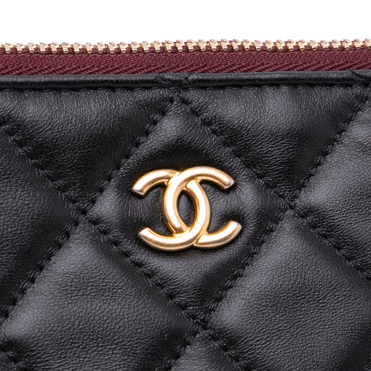 Chanel Large Quilted Lambskin O Case Clutch Black