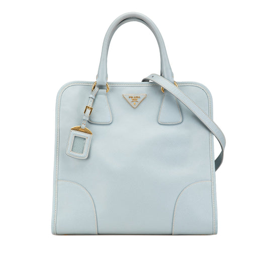 Prada Saffiano Lux Shopping Tote Blue