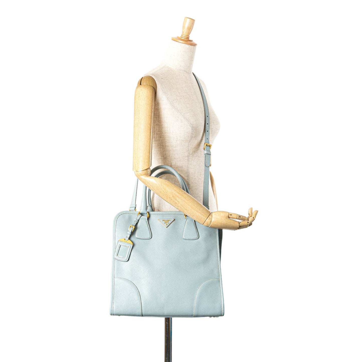 Prada Saffiano Lux Shopping Tote Blue