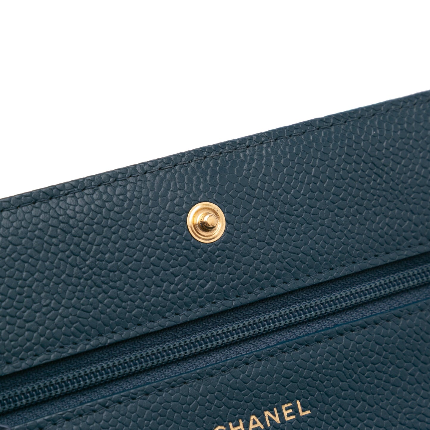 Chanel Quilted Caviar Boy Wallet on Chain Blue