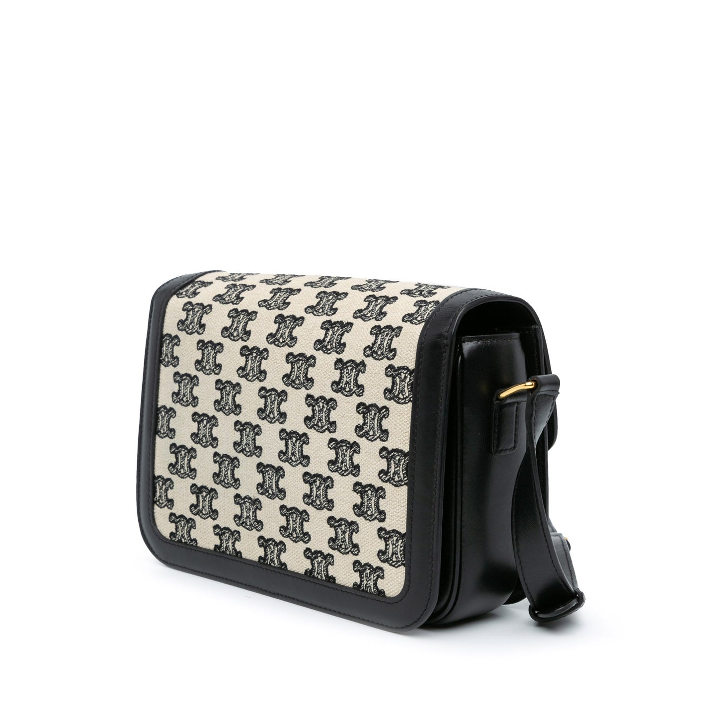 Celine Embroidered Canvas Triomphe Crossbody White