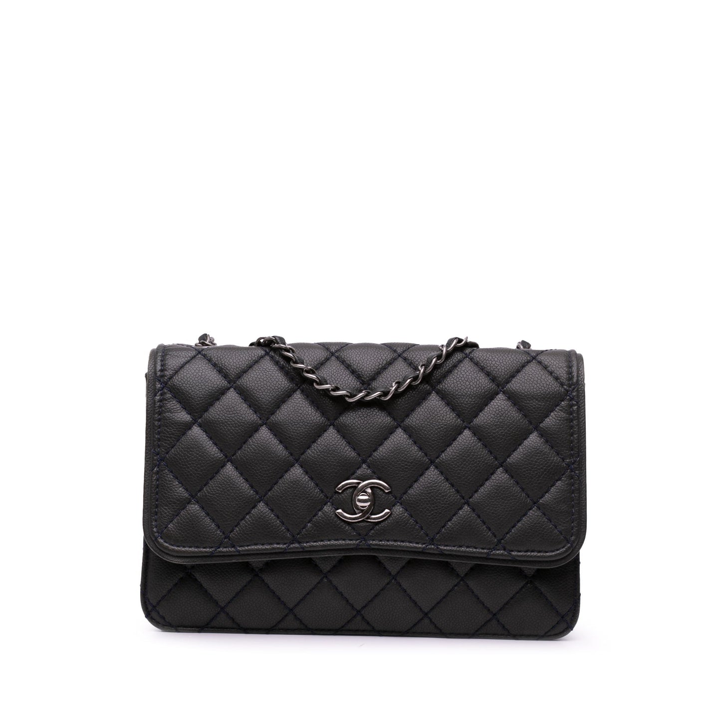 Chanel CC Quilted Caviar Single Flap Black