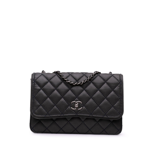 Chanel CC Quilted Caviar Single Flap Black